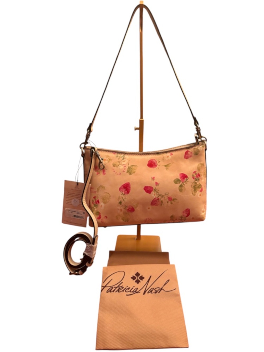 Patricia Nash Betta Medium Leather Shoulder Bag in Strawberry Parchment